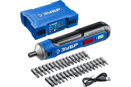 ЗУБР ZUBR GO 4 Vmax, аккумуляторная отвертка, кейс, 33 биты, Профессионал (PSD-4S) купить в Нягани