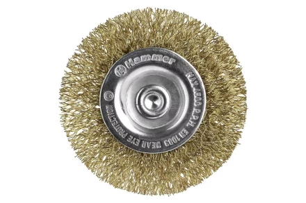 Кордщетка HAMMER плоская 63мм для дрели гофрированная латунированная сталь (207-206) купить в Нягани