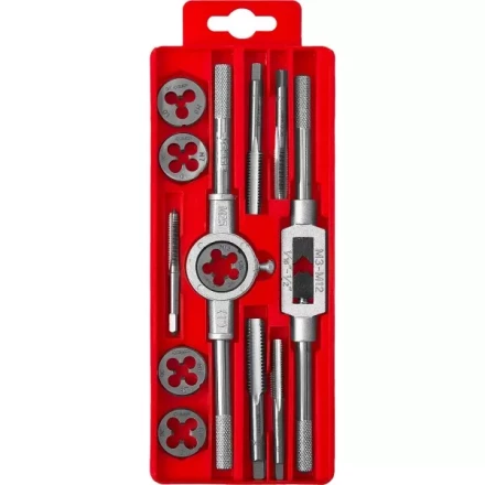 Набор ЗУБР &quot;МАСТЕР&quot; с металлореж. Инстр., метчики однопроходные и плашки М6-М12, оснастка - в пластиковом боксе, 12пред. 28121-H12 купить в Нягани