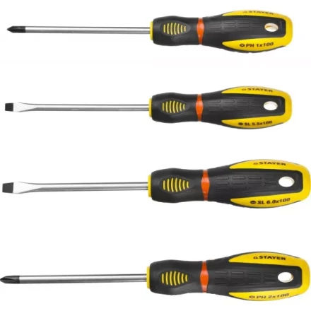 Набор STAYER &quot;PROFESSIONAL&quot; &quot;PROTech&quot;: Отвертки, Cr-Mo, эргономичная двухкомпонентная рукоятка, 4шт 25133-H4_z02 купить в Нягани