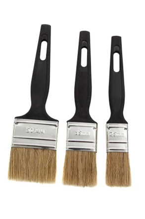 Набор кистей флейцевых 3 шт. (25 мм, 35 мм, 50 мм), натуральная щетина, пластиковая ручка Сибртех 82507 купить в Нягани