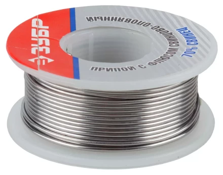 Припой ЗУБР оловянно-свинцовый, 30% Sn / 70% Pb, 100гр 55422-100 купить в Нягани