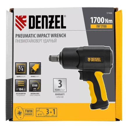 Ударный пневмогайковерт Denzel IW1700, 3/4", 8500 об/мин, 1700 Нм 57488 купить в Нягани