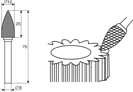 Борфреза Аркоподобная заостренная G 6х12 Энкор 21713 купить в Нягани