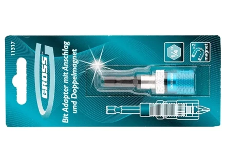 GROSS адаптер для бит с ограничителем и двойным магнитом, 1/4" 11317 купить в Нягани