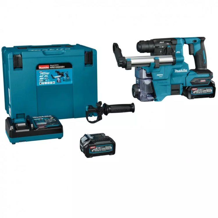 Аккумуляторный 40V перфоратор c пылеудалением Makita HR010GD201 (2АКБ 2,5Ач, ЗУ) купить в Нягани