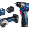 ЗУБР КОМПАКТ #5, набор: дрель-шуруповерт + мини УШМ, BRUSHLESS, 12 В, 45 Н·м, 2 АКБ тип Т7 (4 и 2 А·ч), кейс, Профессионал (DB-121-42AB) купить в Нягани