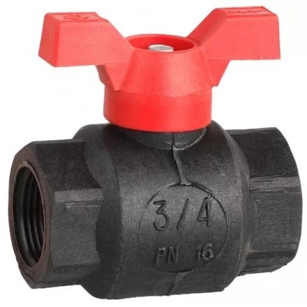 Кран шаровой ЗУБР полнопроходной &quot;мама-мама&quot;, бабочка, пластиковый корпус, 3/4&quot; 4-51523-P-3/4 купить в Нягани