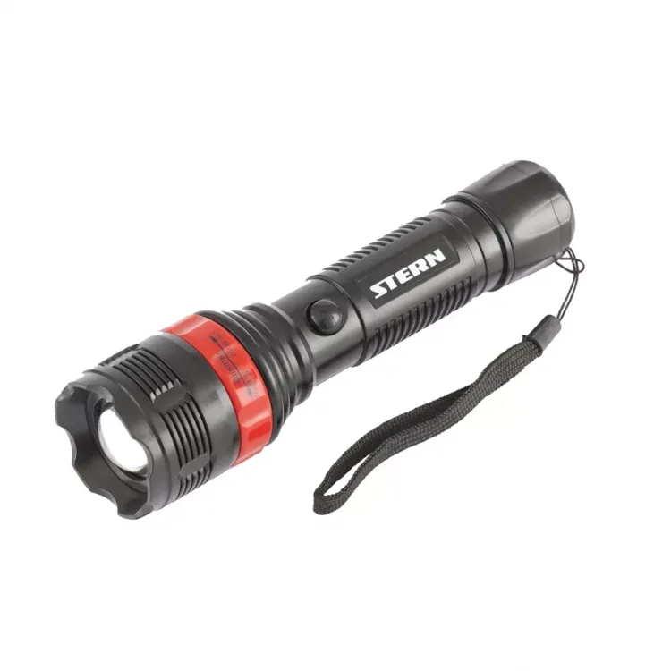 Фонарь бытовой пластик 3W LED ремешок зум 3 режима 100% - 50% - стробоскоп 3хААА Stern 90572 купить в Нягани
