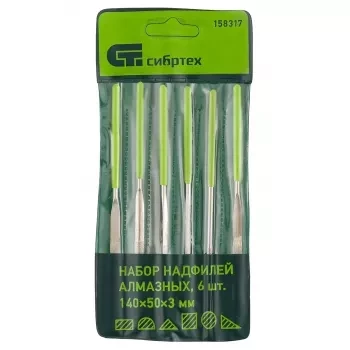 Набор надфилей алмазных 140х50х3 6 штук СИБРТЕХ 158317 купить в Нягани