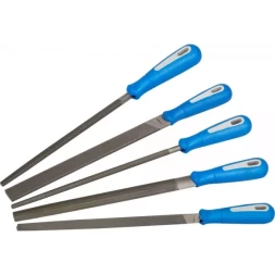 Набор ЗУБР: Напильники "ПРОФЕССИОНАЛ" с двухкомп ручкой, плоский, полукруглый, трехгранный, квадратный, круглый, №2, 250мм 16651-25-H5