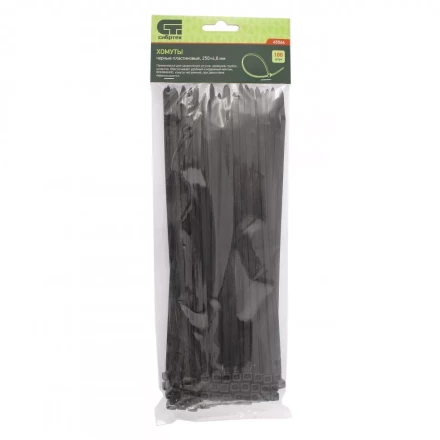 Хомуты 250х4,8 мм пластиковые черные 100 штук СИБРТЕХ 45564 купить в Нягани