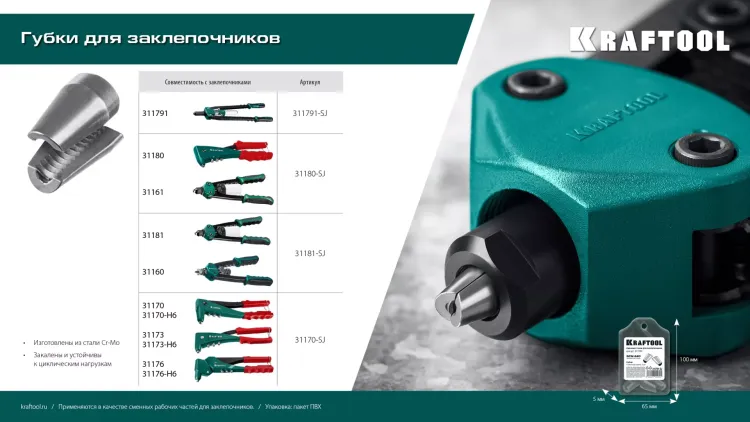 Губки для заклепочников KRAFTOOL 31170-SJ купить в Нягани