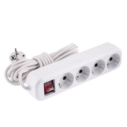 Удлинитель бытовой с заземлением и выключателем 5 м 4 розетки 10 A серия УХз10 Denzel 95978 купить в Нягани