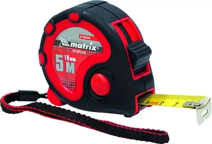 Рулетка Status 3 fixations 5 м х 25 мм двухкомпонентный корпус 3 фиксации ленты  MATRIX 31035 купить в Нягани