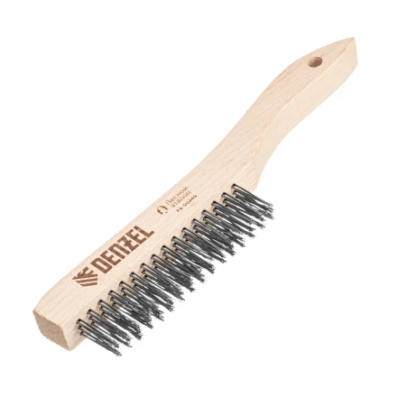 Щетка зачистная 3-х рядная, прямая проволока из нержавеющей стали с деревянной ручкой, EFP// Denzel 74843 купить в Нягани