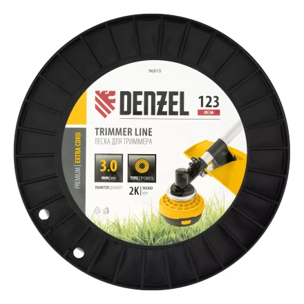 Леска для триммера двухкомпонентная круглая, 3,0мм х 123м, на DIN катушке EXTRA CORD// Denzel 96810 купить в Нягани