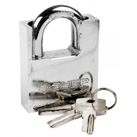 Замок ЗУБР &quot;ЭКСПЕРТ&quot; навесной, стальной корпус, закаленная дужка, с дополнительной защитой, 60мм 37223-60 купить в Нягани