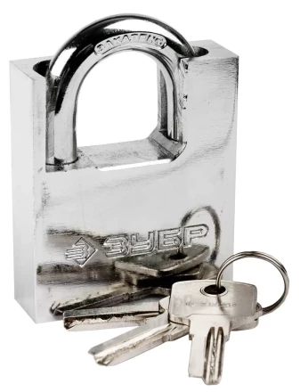 Замок ЗУБР &quot;ЭКСПЕРТ&quot; навесной, стальной корпус, закаленная дужка, с дополнительной защитой, 60мм 37223-60 купить в Нягани