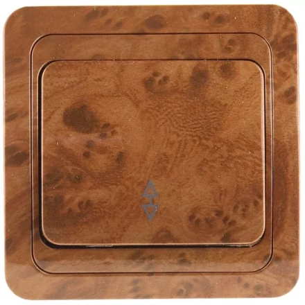 Выключатель СВЕТОЗАР &quot;ГАММА&quot; проходной, одноклавишный, цвет орех, 10A/~250B SV-54137-N купить в Нягани