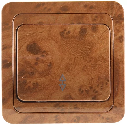 Выключатель СВЕТОЗАР &quot;ГАММА&quot; проходной, одноклавишный, цвет орех, 10A/~250B SV-54137-N купить в Нягани