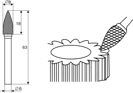 Борфреза Аркоподобная заостренная G 6х8 Энкор 21711 купить в Нягани