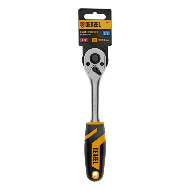 Ключ-трещотка 3/8" Denzel 14032, 90 зубьев, с быстрым сбросом, CrV купить в Нягани