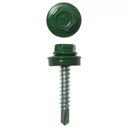 Саморезы ЗУБР &quot;ПРОФЕССИОНАЛ&quot; окраш., RAL 6002 зелен. лист, для крепл. кров. матер. к дерев. обреш., 4.8x29мм, 400шт 4-300315-48-029-6002 купить в Нягани