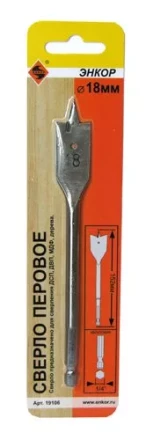 Сверло для дерева 18Х152 мм перовое Энкор 19106 купить в Нягани