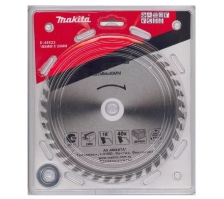 Диск пильный Makita,185х16/20/30х2/1.3 мм,40зуб,д\дерева (D-45923) купить в Нягани