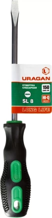 Отвертка URAGAN c двухкомпонентной рукояткой, SL8,0 x 150мм 25075-08-15_z01 купить в Нягани