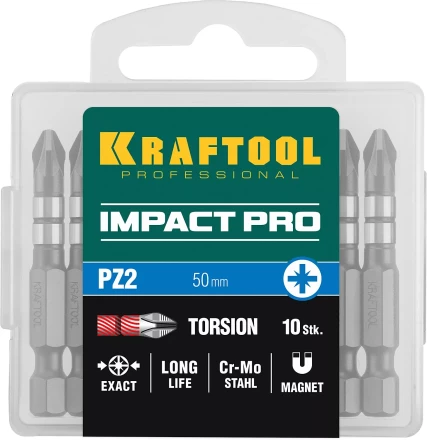 Биты для ударных шуруповертов KRAFTOOL Impact Pro PZ 26193-2-50-S10 купить в Нягани