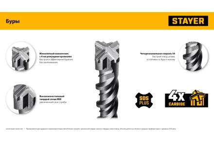 STAYER HERCULES-4Х 4x110 мм, SDS-plus бур купить в Нягани