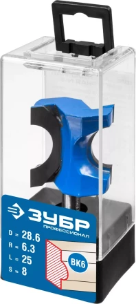 ЗУБР 28.6 x 25 мм, радиус 6.3 мм, фреза полустержневая, Профессионал (28723-28.6) купить в Нягани
