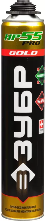 Пена ЗУБР "GOLD PRO НР55" профессиональная, монтажная, пистолетная, всесезонная, 800мл 41158 купить в Нягани