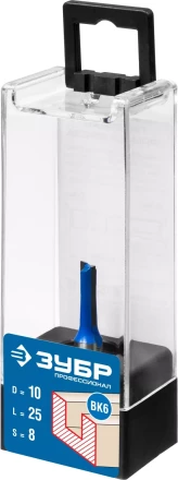 ЗУБР 10 x 25 мм, хвостовик 8 мм, фреза пазовая прямая, Профессионал (28753-10-25) купить в Нягани