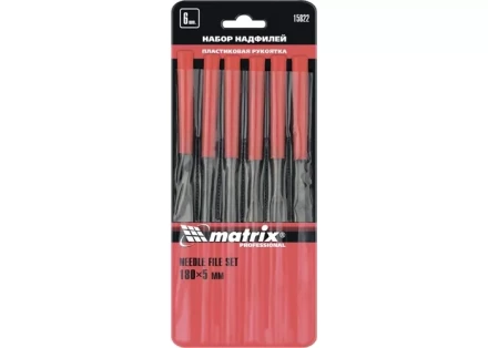 Набор надфилей 180 х 5мм 6 шт пластиковые рукоятки MATRIX 15822 купить в Нягани