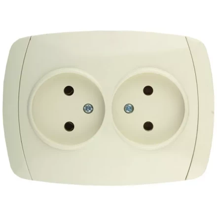 Розетка СВЕТОЗАР &quot;CITY LIGHT&quot; двойная в сборе, без заземления, цвет бежевый, 16А/~250В SV-54202-B купить в Нягани