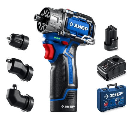 ЗУБР КОМБИ #3, 12 В, 45 Н·м, 2 АКБ тип Т7 (2 А·ч), модульная дрель-шуруповерт, BRUSHLESS, кейс, Профессионал (DB-125-22) купить в Нягани