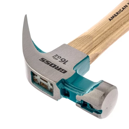 Молоток-гвоздодер с магнитом GROSS AMERICAN HICKORY 450 г угол 75 обрезиненная рукоятка 10418 купить в Нягани