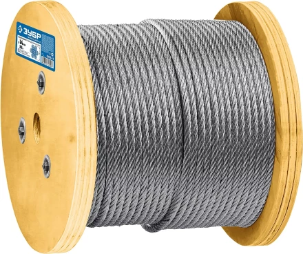 ЗУБР DIN 3060, свивка 6 х 19 + IWR, 14 мм, L 50 м, грузоподъемный стальной трос, Профессионал (30415-14) купить в Нягани