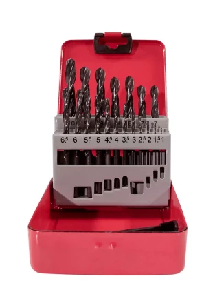 Набор сверл для металла HSS Ф1-10 мм шаг 0,5 мм 19 штук металлический футляр VMX 511623 купить в Нягани