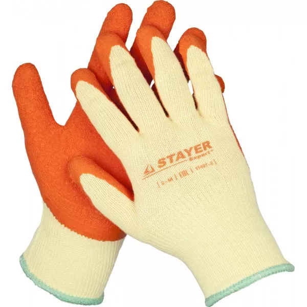 Перчатки STAYER "EXPERT"  рабочие с рельефным латексным покрытием, 10 класс, S-M 11407-S купить в Нягани