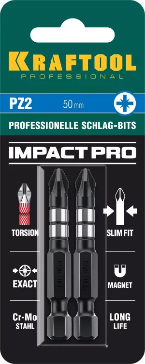 Биты для ударных шуруповертов KRAFTOOL Impact Pro PZ 26193-2-50-S2 купить в Нягани