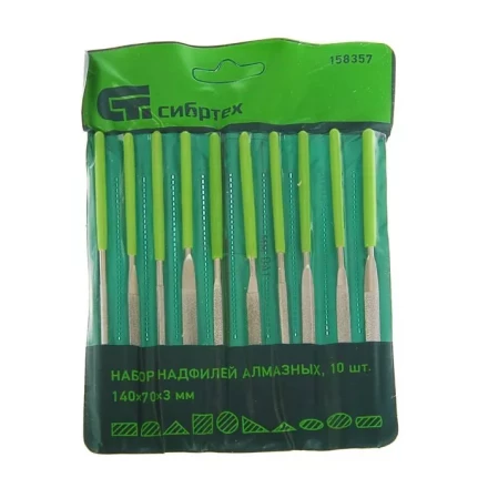 Набор надфилей алмазных 140х70х3 10 штук СИБРТЕХ 158357 купить в Нягани