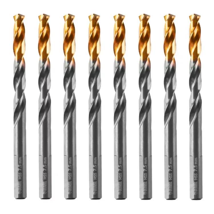 Сверло по металлу, 7,5 мм, HSS-Tin, Golden Tip, 8 шт. Denzel 717218 купить в Нягани