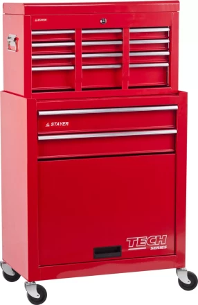 Тележка инструментальная STAYER &quot;MASTER&quot; комбо, 2 ящика + ящик настольный, 7 полок, 616х330х742мм 38909-K купить в Нягани