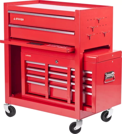 Тележка инструментальная STAYER &quot;MASTER&quot; комбо, 2 ящика + ящик настольный, 7 полок, 616х330х742мм 38909-K купить в Нягани