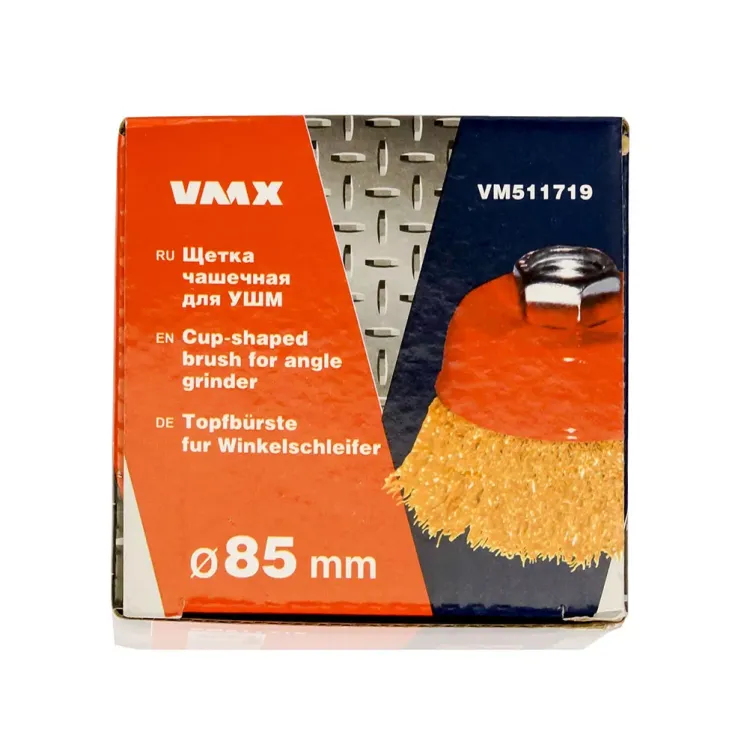 Щетка для УШМ М14/85 мм чашечная сталь прямая VMX 511719 купить в Нягани