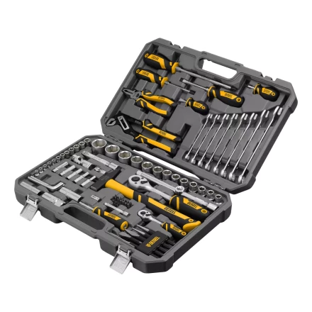 Набор инструментов Denzel 15802, 1/2&quot;, 1/4&quot;, CrV, S2, пластиковый кейс, 84 предмета купить в Нягани